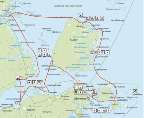 Karta paddling med övernattning Axmar